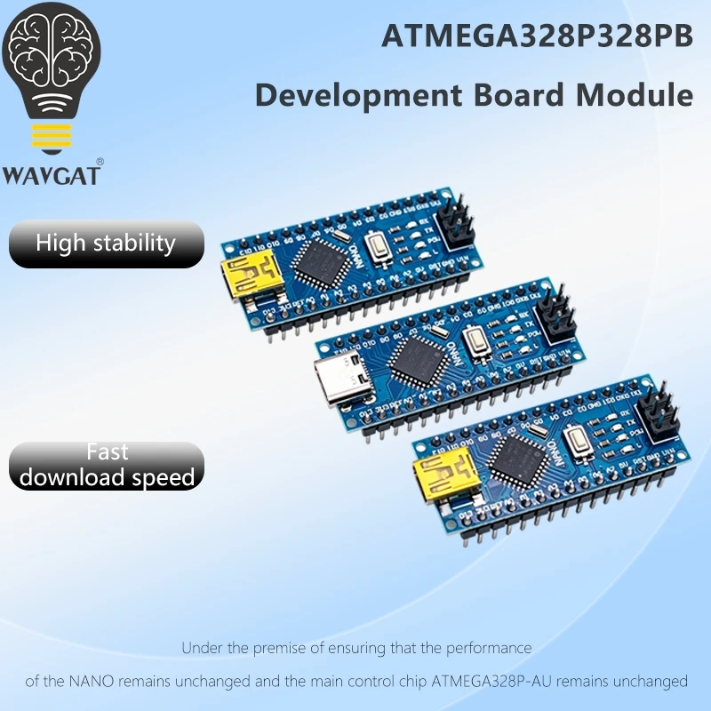 Płytka rozwojowa WAVGAT Nano V3.0 ATMEGA328P, ulepszona wersja CH340/FT232, kompatybilna z projektami Arduino.