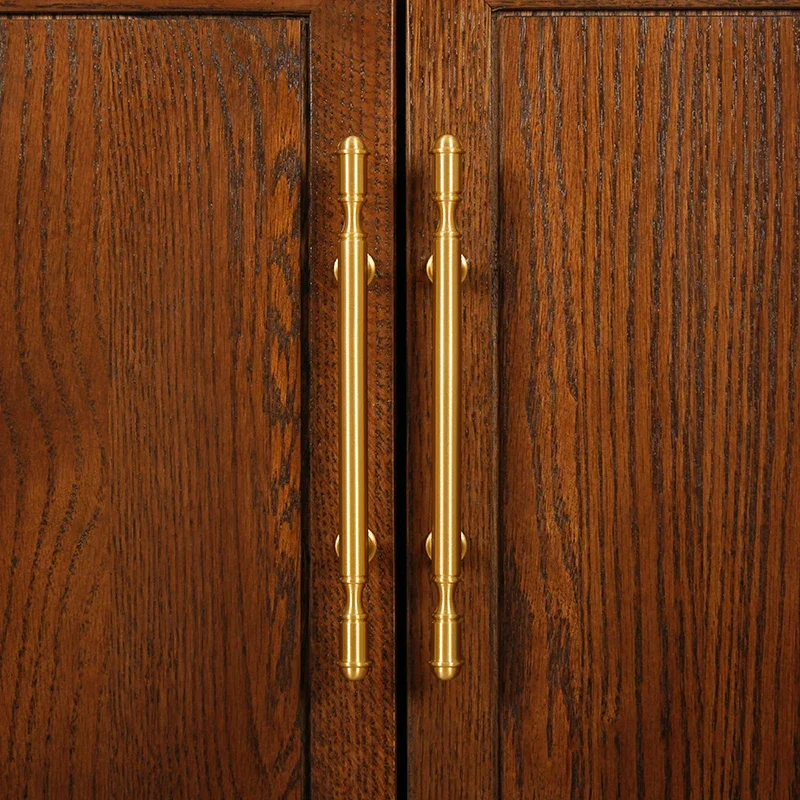Pure Copper Wardrobe Door Handle Golden Retro Lengthened Furniture Handles Modern Simple Cabinet Drawer Small Handle Home Decor