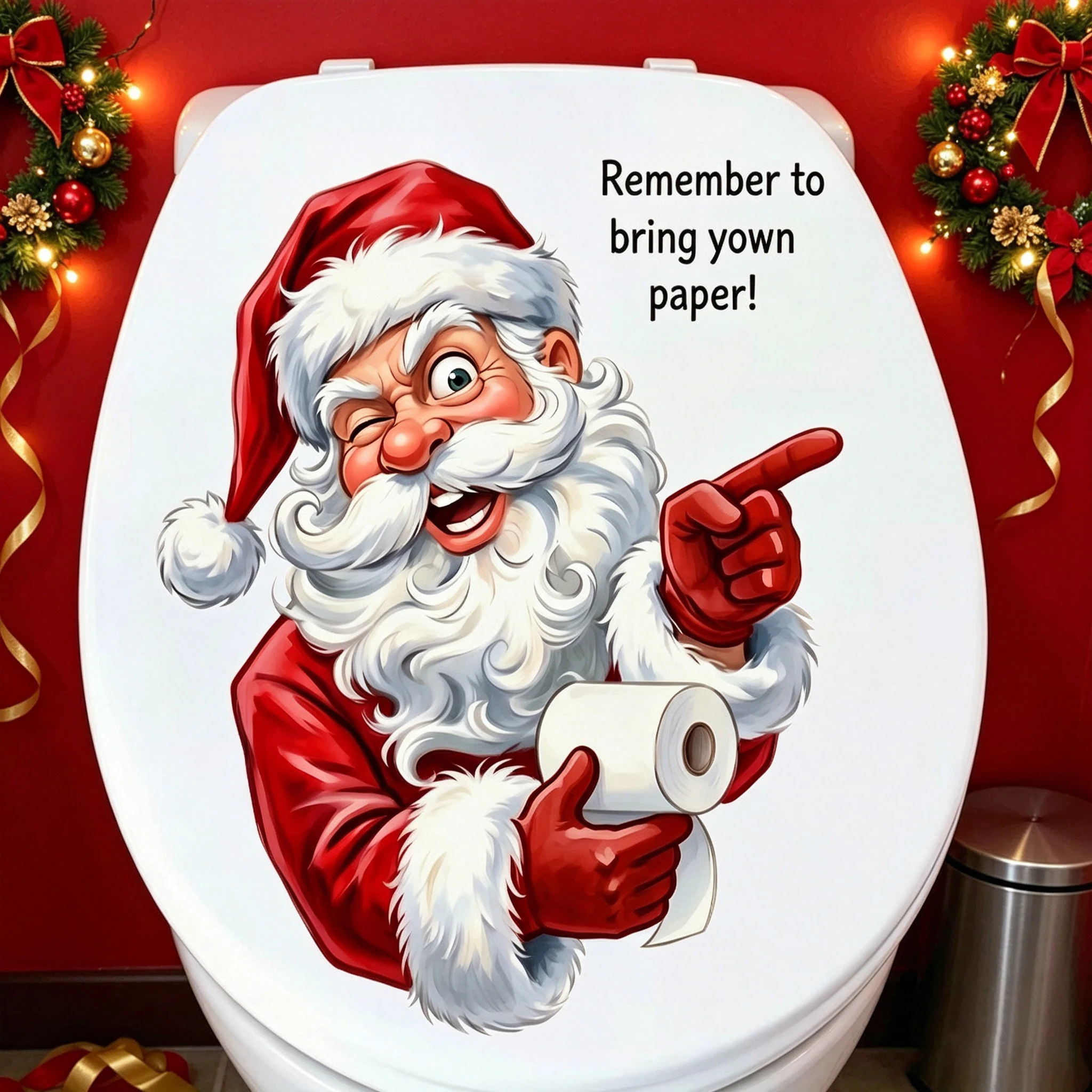 New Wall-Breaking Santa Creative Toilet Sticker Christmas Decoration Suitable for Bathroom and Bedroom Self-adhesive Decoration