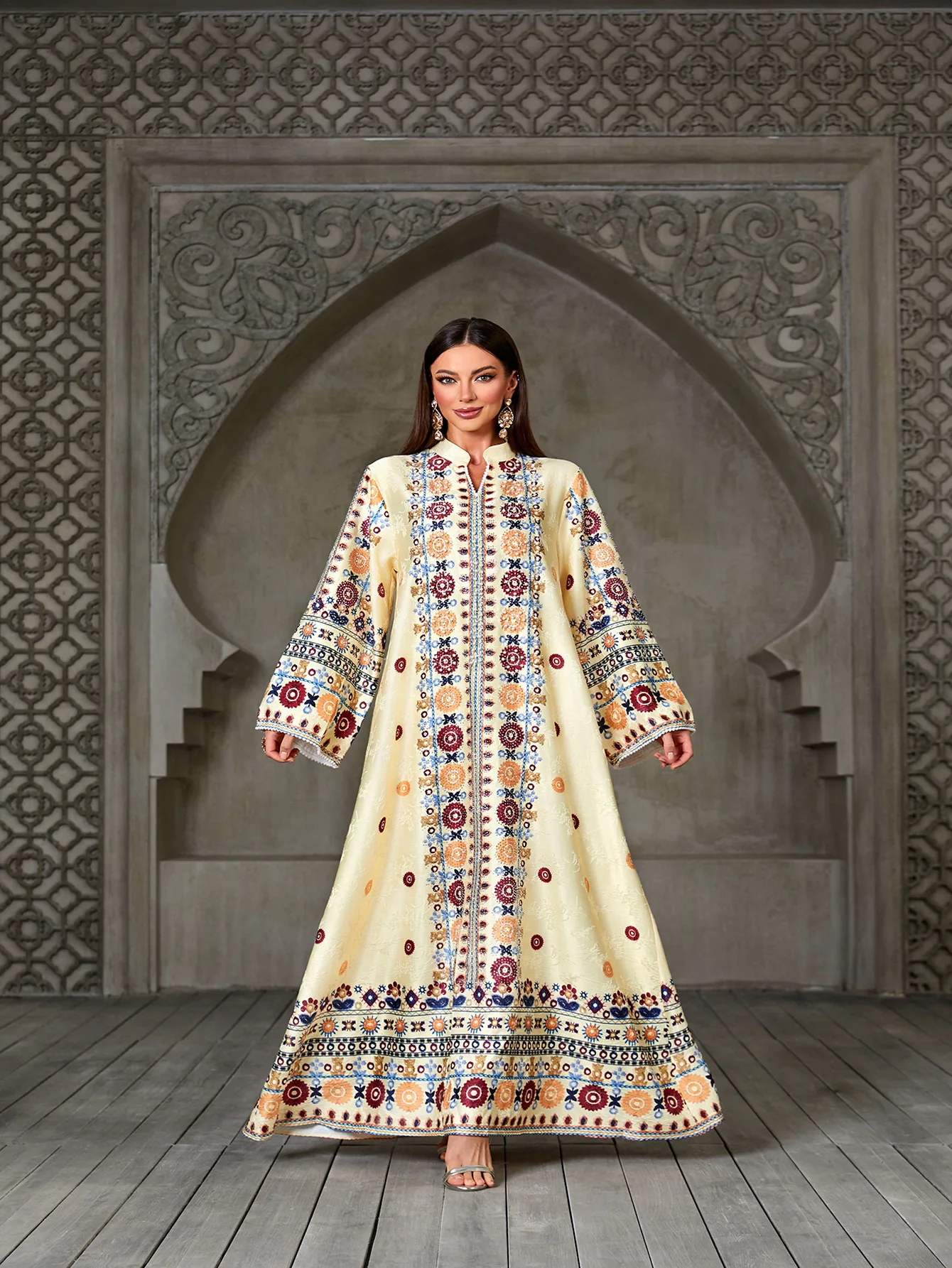 عباية عيد للنساء فساتين الحفلات قفطان إسلامي مطبوع جلابية الماس رمضان رداء عربي المغرب دبي عبايات إسلامية فيستدوس