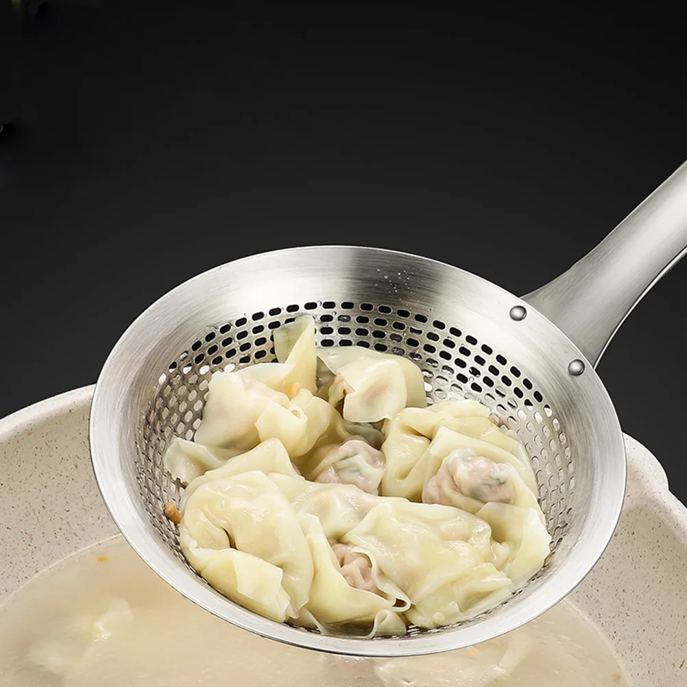 

Stainless Steel Colander Scoop Large Hot Pot Slotted Spoon Food Serving Ladle High-Density Holes Heat Resistant For Kitchen
