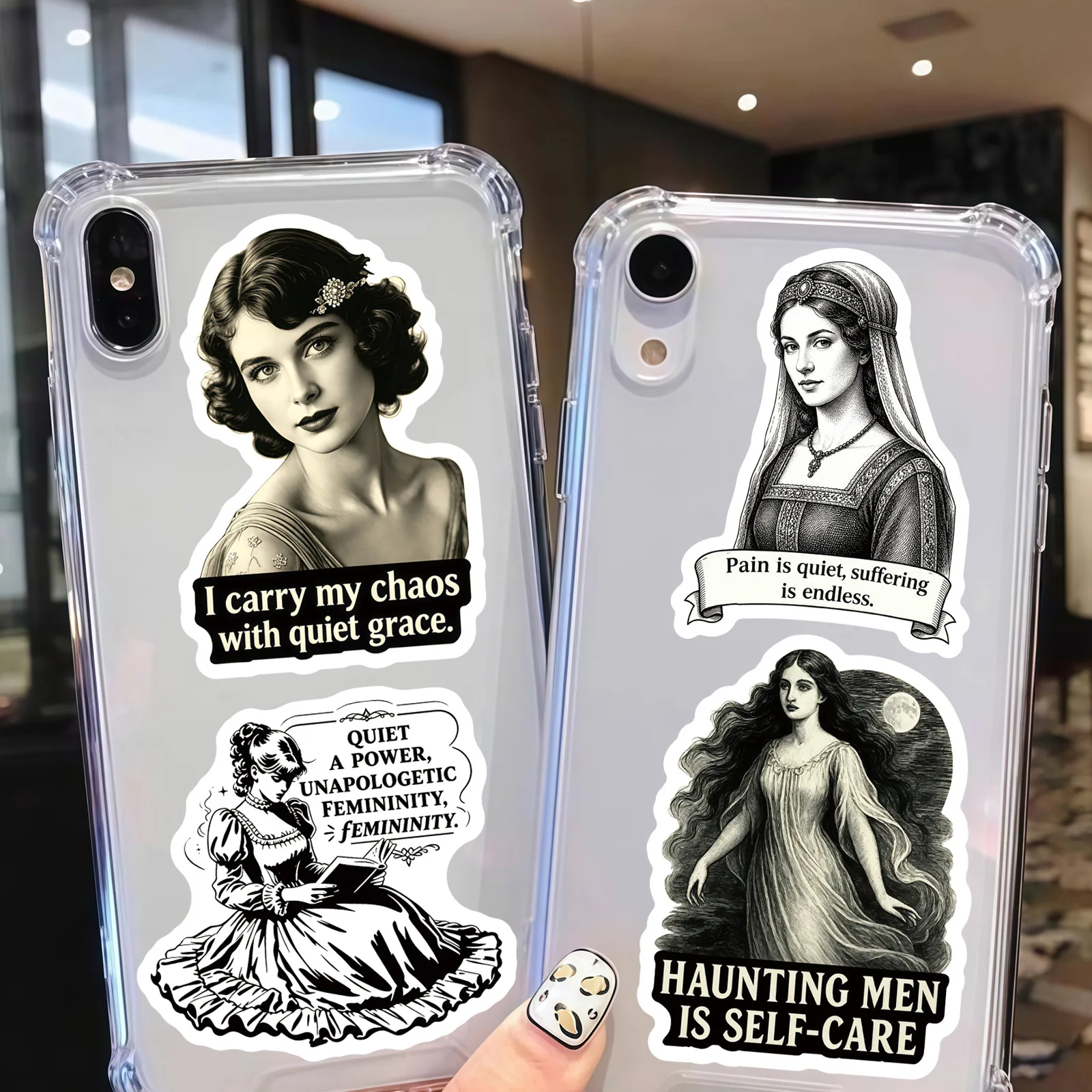 50Pcs Medieval Abstract Feminist Stickers Vintage Chic Women Artistic Decor Decorate Laptop Scrapbook Waterproof Decals
