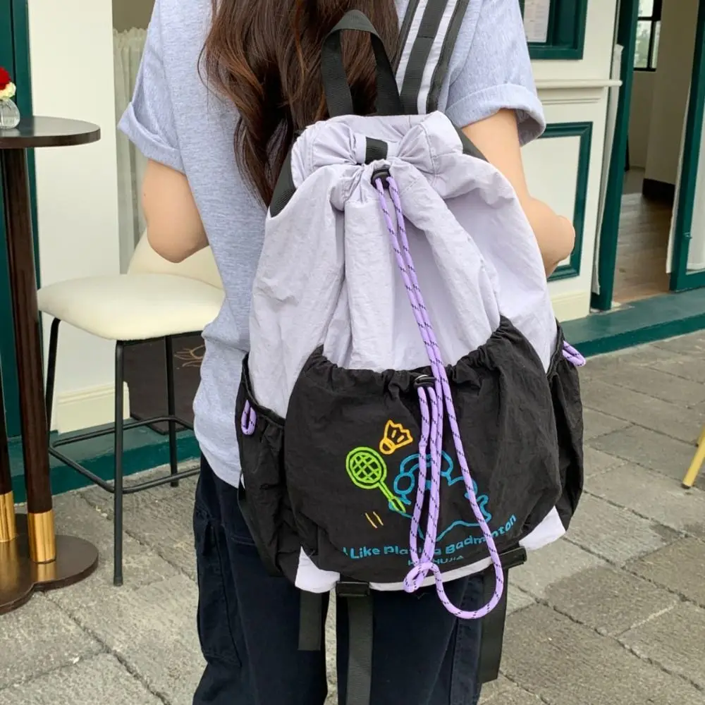 

Cartoon Puppy Sport Racket Storage Backpack Large Capacity Lightweight Fitness Shoulder Bag Tennis Nylon Drawstring Fitness Bag