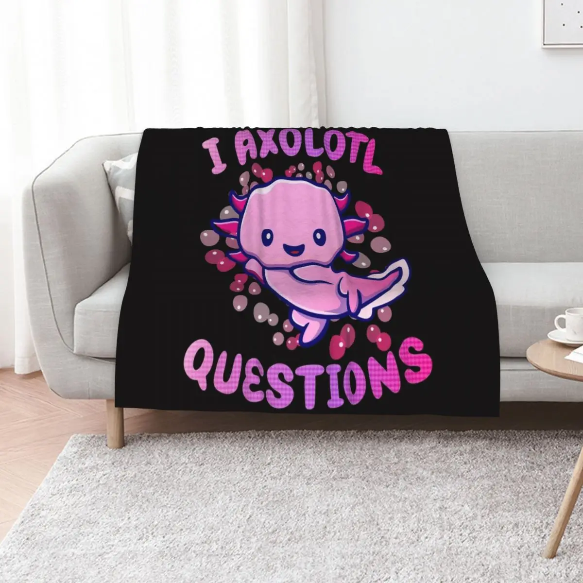 

i axolotl questions Throw Blanket warm for winter Plaid on the sofa Luxury Designer Decorative Sofa Blankets