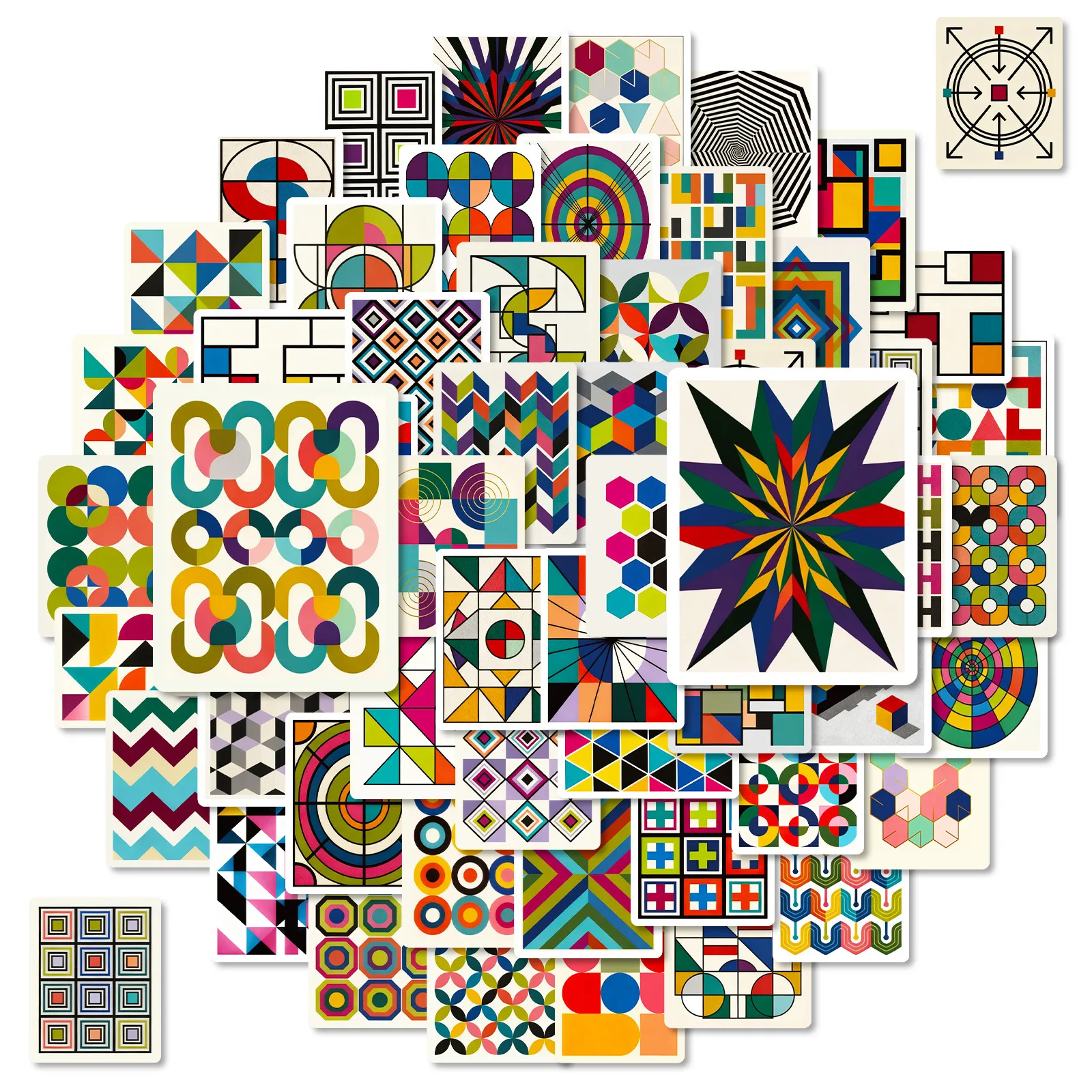56/112Pcs Creative Vintage Geometric Color Block Doodle Stickers for Stationery Box Notebook Helmet Skateboard Fridge Waterproof