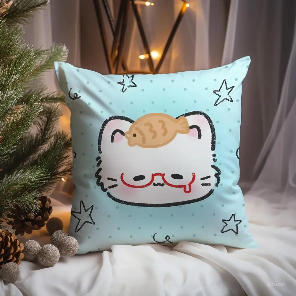 Soft Graffiti Kitten Cushion Cover Premium Comfort Reversible Pillow Cove -Two in One Design for Any Room & Car Interior