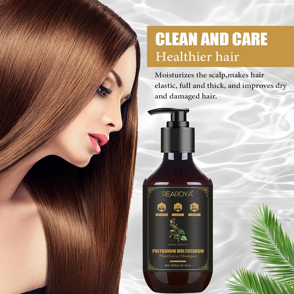 

REAROYA Polygonum Multiflorum Moisturizing Shampoo Cleanses Nourishes The Scalp Reduces Dandruff Repairs Enhances Hair Toughness
