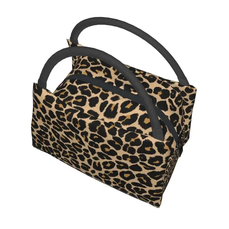 Leopard Skin Print Traditional Colours Insulated Lunch Bags for Women Animal Texture Resuable Cooler Thermal Food Lunch Box