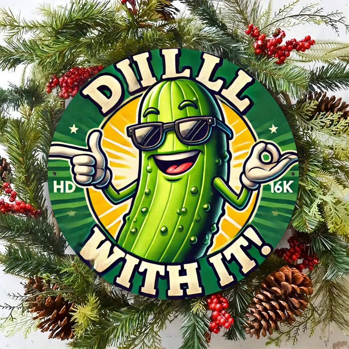 Letrero de aluminio vintage Charming Dill Pickle, perfecto para decoración de cocina, comedor, dormitorio y granja, 8.0 x 8.0 in