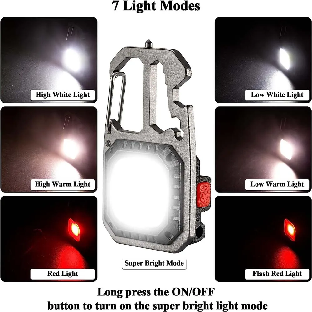 1PC Cob Multifunctional Keychain Light Type-C Charging, Portable Emergency Light,Suitable for Outdoor Hiking