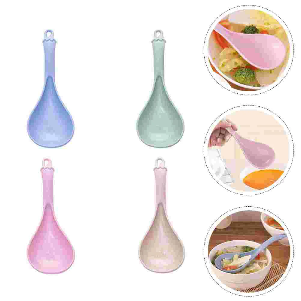 

4 Pcs Soup Spoon Kitchen Tableware Serving Utensils Home Spoons Cooking Restaurant Household Porridge for