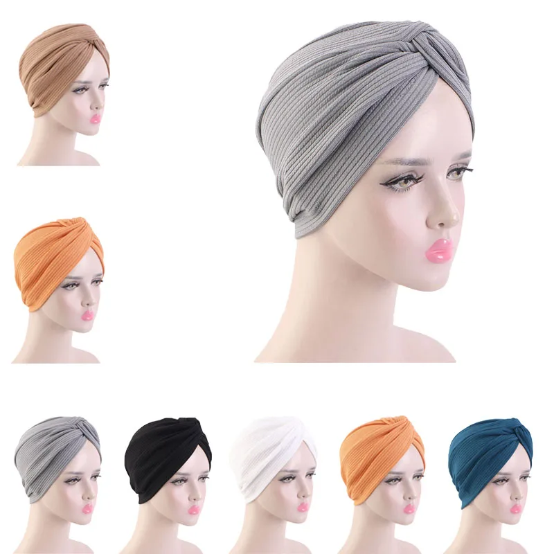 2024 New Arrival Soft Twist Turban Hijab Caps for Women African Head Wraps Bonnet Muslim Headscarf Turbans Islamic Underscarf