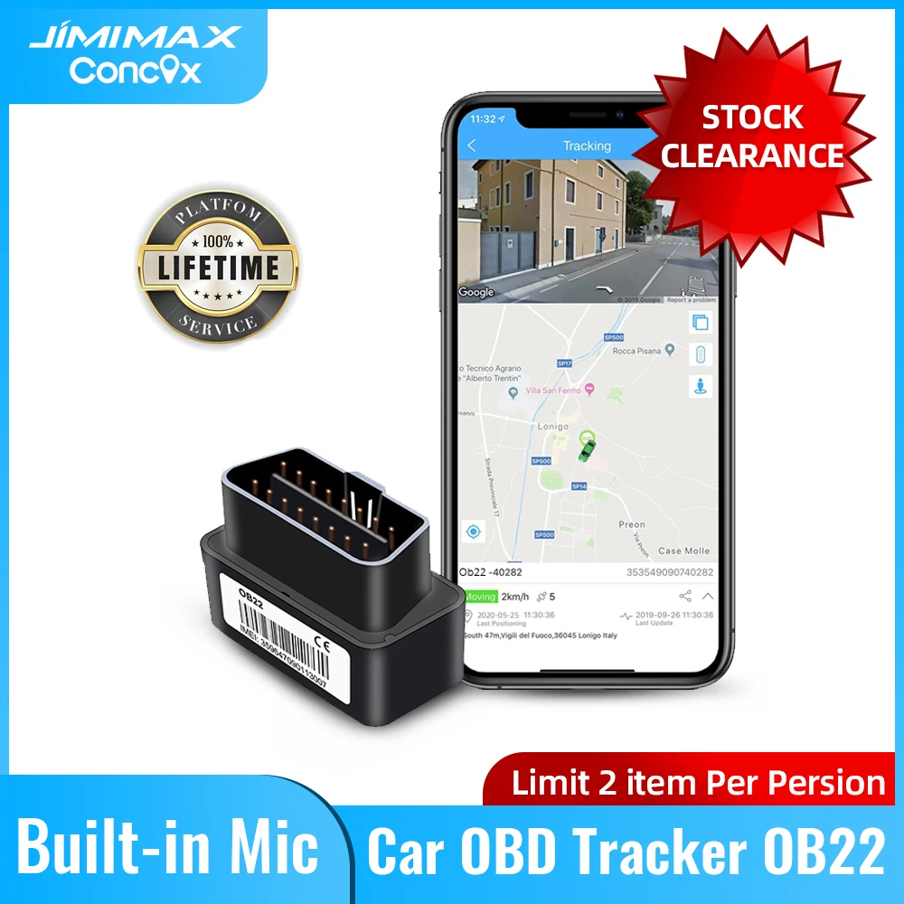 JIMIMAX OB22 Car OBD GPS Tracker Hidden Listening Spy Sound Remotely Mini Audio Vehicle Tracking Device APP Real Time Monitor PC