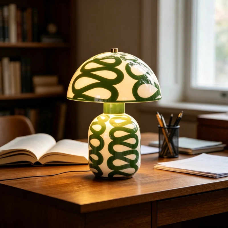 Classic Glazed Green Mushroom Floor Lamps Bedroom Beside Light Living Room Decoration Premium Ambient Decoration Ambient Light