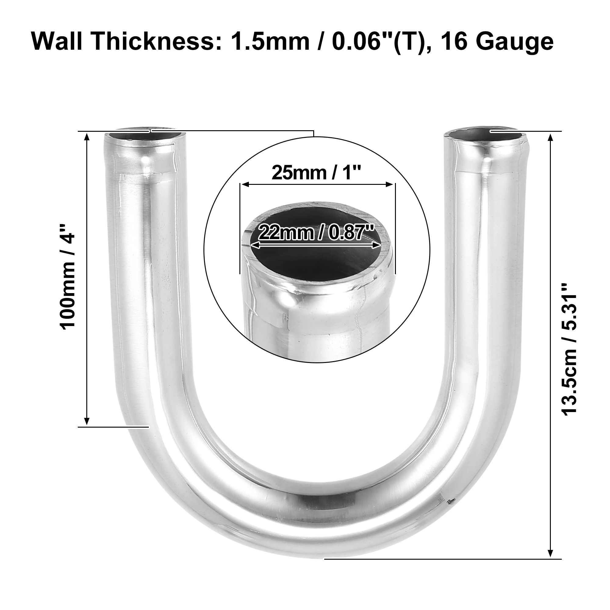 X Autohaux Außendurchmesser 25 mm, 38 mm, 45 mm, 63 mm, 76 mm, 102 mm, Rohr aus Aluminiumlegierung, 90 180 Grad Ladeluftkühler, Rohrbiegung, Ellenbogen, Lufteinlassrohr