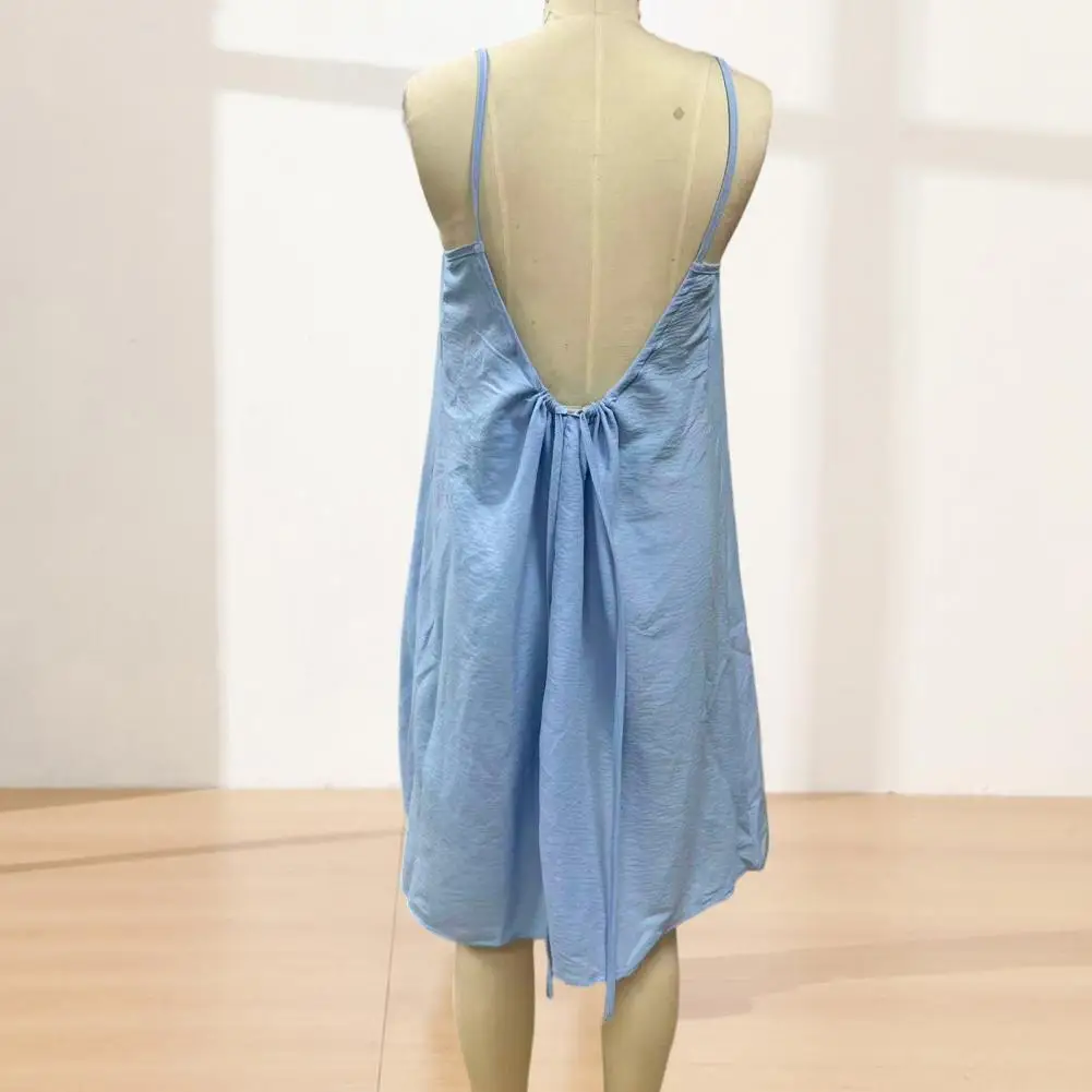 2026 boêmio sem costas vestido de praia sexy feminino suspender vestidos verão nova cor sólida férias vestido feminino