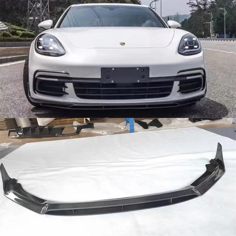 Untuk Porsche Panamera 971 2018 2019 2020 2021 2022 2023 ReaI Kit Spoiler Bibir Bumper Depan Serat Karbon