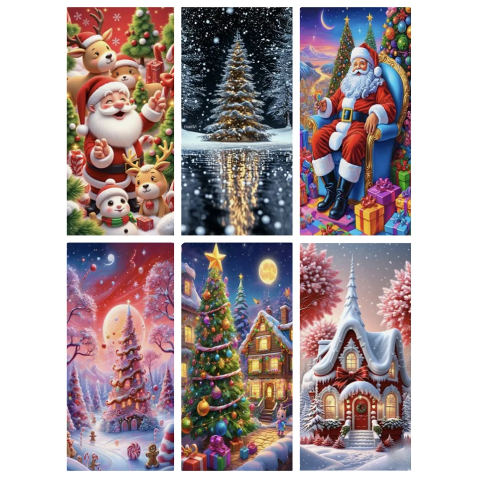 

New Diamond Painting Santa Claus and Tree Landscape 5d Diamond Mosaic Rhinestone Picture Home Decoration Craft Set