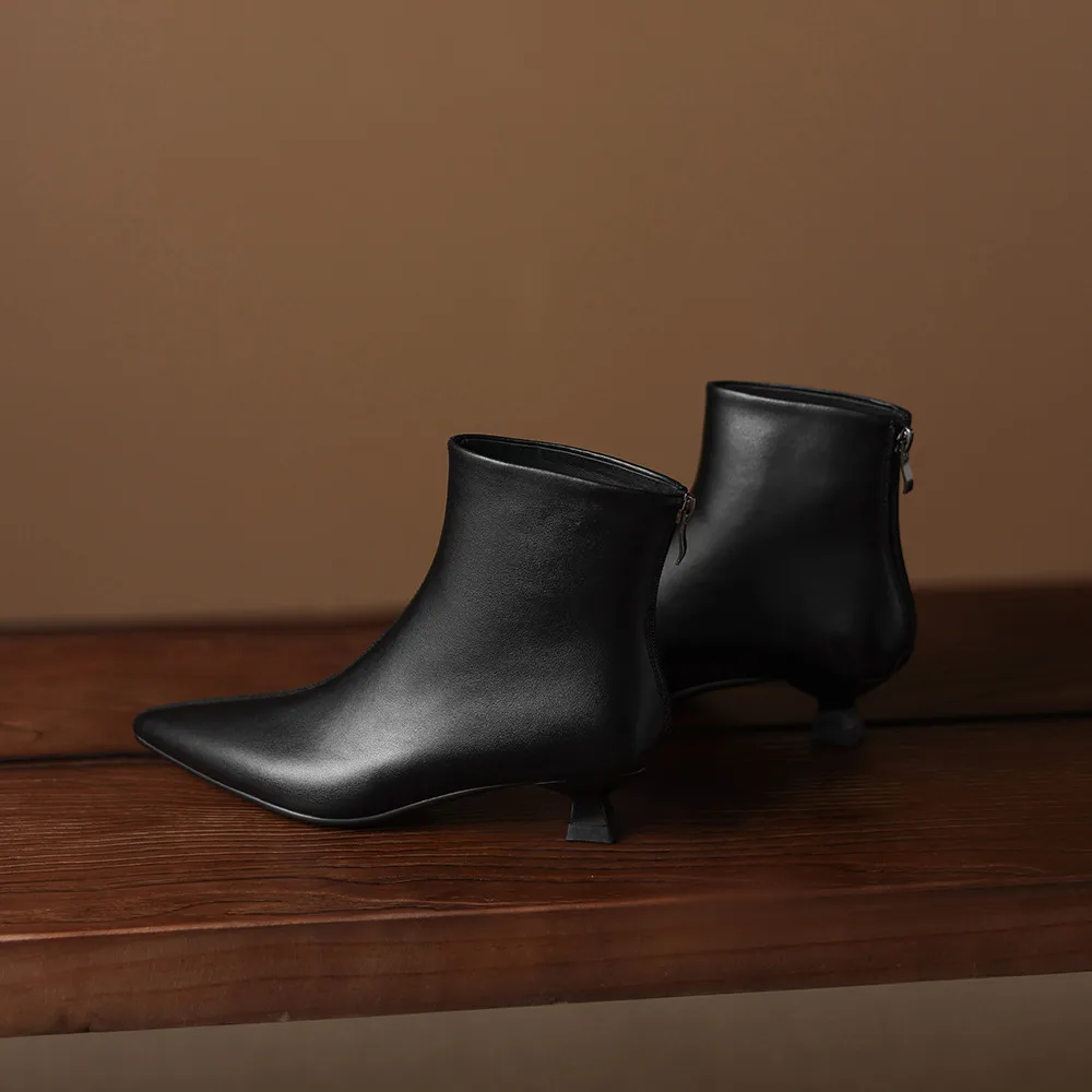 Aucegi موضة جلد طبيعي حذاء من الجلد كعب عالي مكتنز النساء الخريف الشتاء أشار تو فستان الحفلات أحذية كبيرة الحجم 34-42 #4