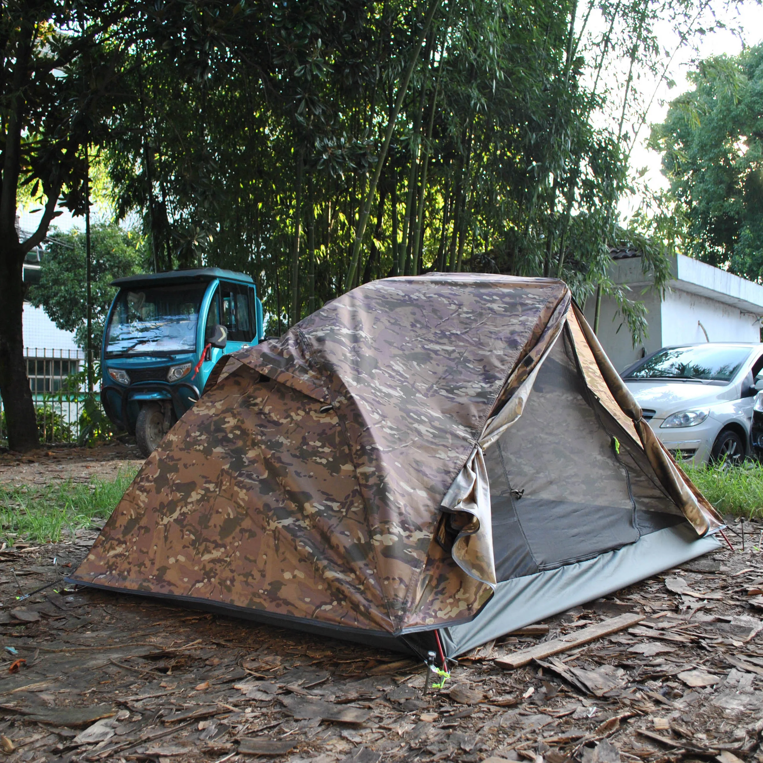 Tenda da esterno ultraleggera di fascia alta, tenda da campeggio mimetica per 2 persone a doppio strato, tenda da campeggio unica per 2 persone CZX-633