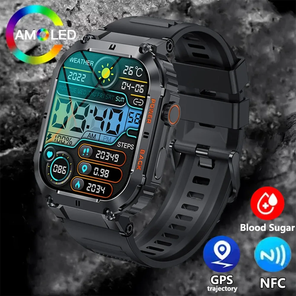 Latest Men's 5.0 Bluetooth Call Watch 1.96-inch IPS Square Screen Full Screen Full Day Heart Rate Detection Sports Smart Watch