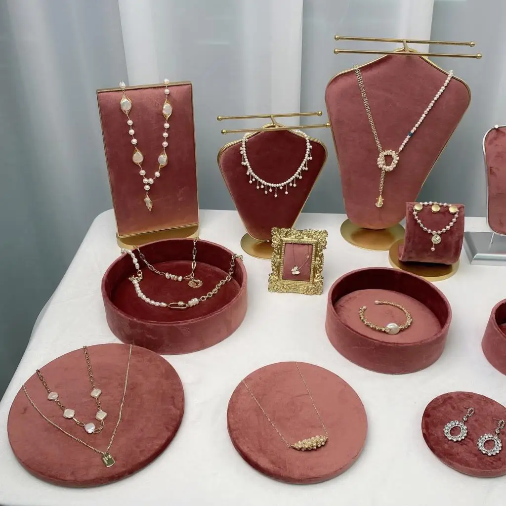 new spot jewelry display props imported Dutch flannelette 14 k gold lacquer kind of bean paste powder series fashion