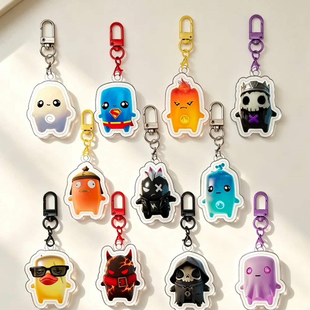 Porte-clés en acrylique pour jeu Fortnite, avec personnages Duck Demon, Peely, Aura, Earth, décoration, pendentif, ornement, cadeau de festival exquis