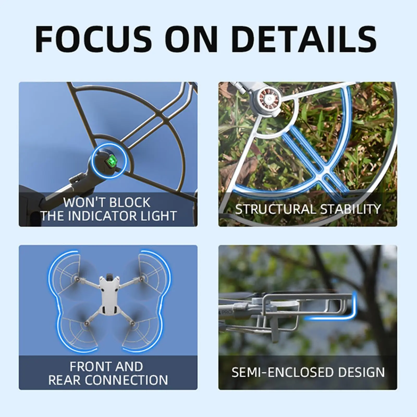 Propeller Guard for DJI Mini 4 Pro Drone Quick Release Propellers Anti-Crash Protector Props Wings Blades Paddle Cage Cover Part