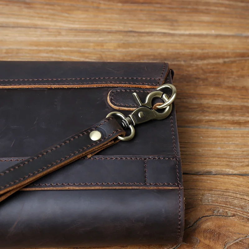 Nzpj Vintage Echt leder Herren Clutch Tasche verrückte Pferd Leder Handy tasche natürliche Top Layer Rindsleder Brieftasche für 8-Zoll-iPad – Detail 12