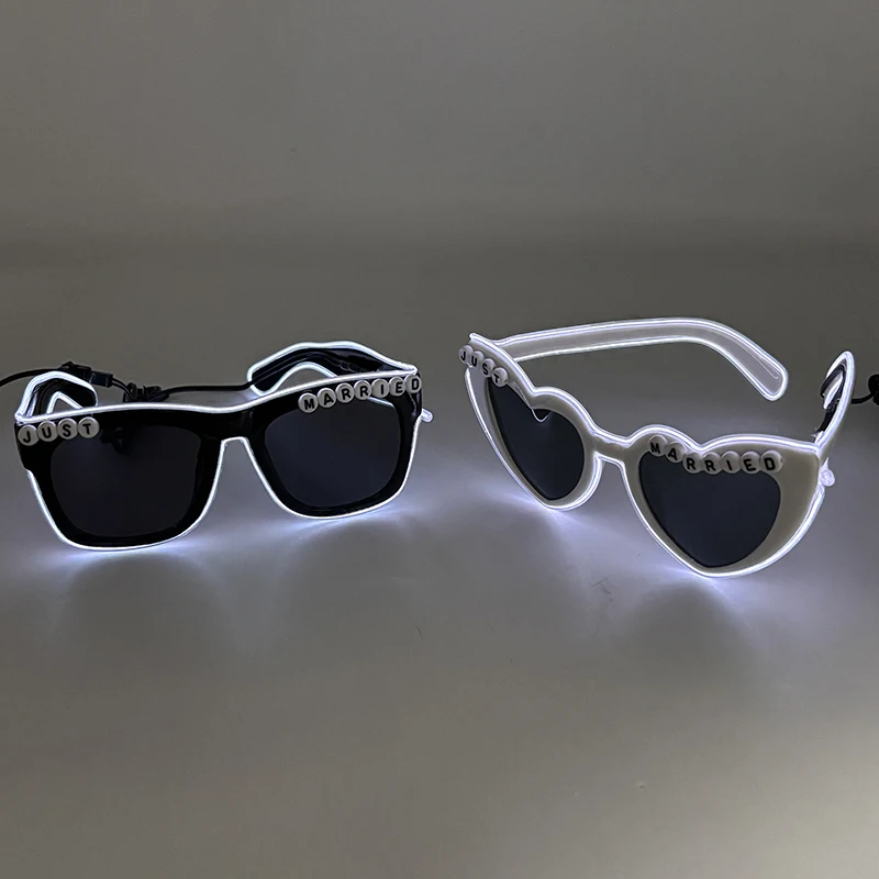 Wireless Led Just Married Sunglasses Bride Accessories Wedding As Honey Gift Bride And Groom Glowing Wedding Heart Glasses
