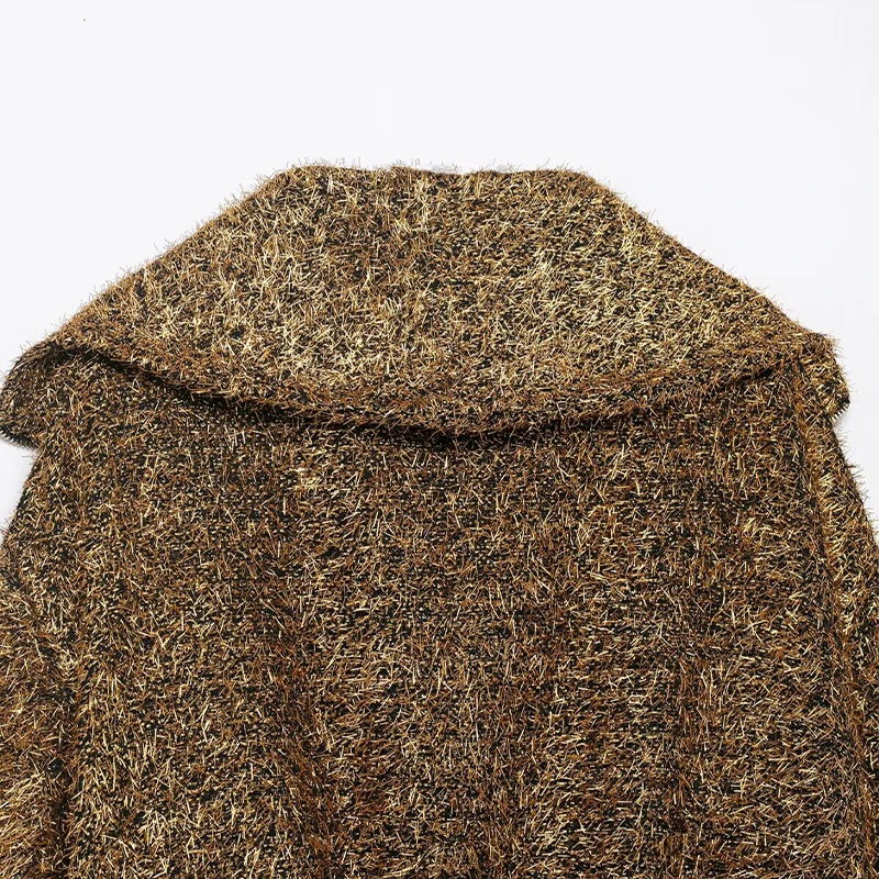 Willshela Women Fashion Golden Front Zipper Jackets Vintage Lapel Neck Long Sleeves Female Chic Lady Coats Outfits