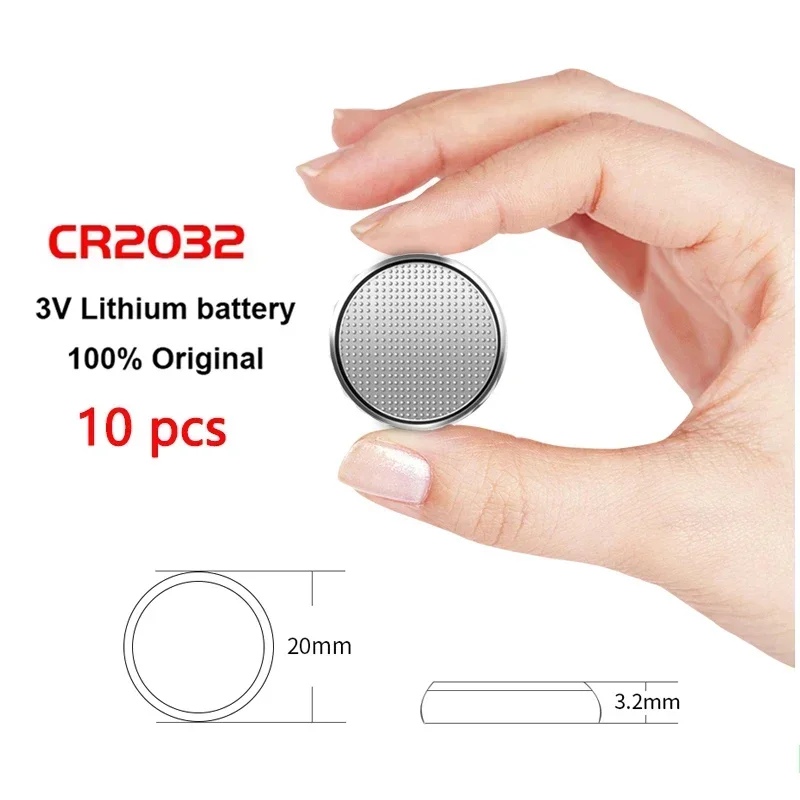 10pcs CR2032 Button Batteriy for Remote Control Calculator Watch Motherboard Button Cell Battery 3V Cr2032 Battery