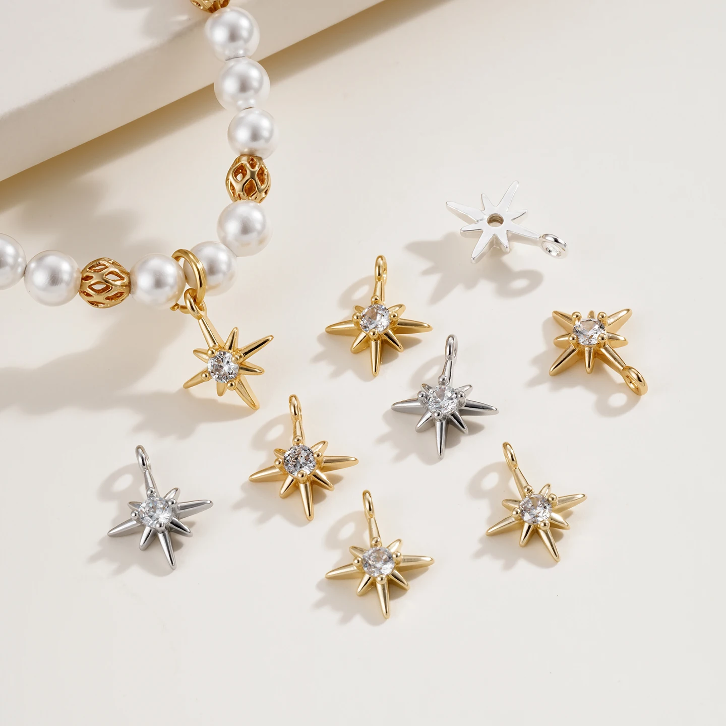 

1Pcs 18K Gold Plated Hexagram Stars Rhinestone Brass Pendants Bracelet Charm For DIY Pendants Necklace Jewelry Making