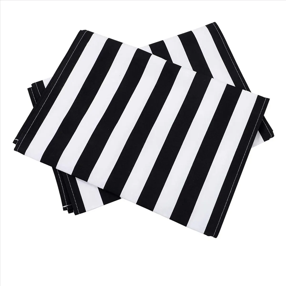Stable- Striped Table Runner Polyester Table Decor Tablecloth for Indoor Outdoor Events Family Dinner(Black and White,8 Pack)