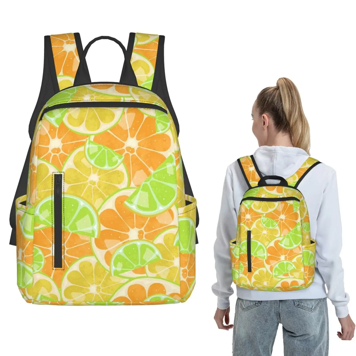 Colorful Lemon Pieces Pattern Backpack Daypack Boys Girls BookBag School Bag Shoulder Bags for Men Women