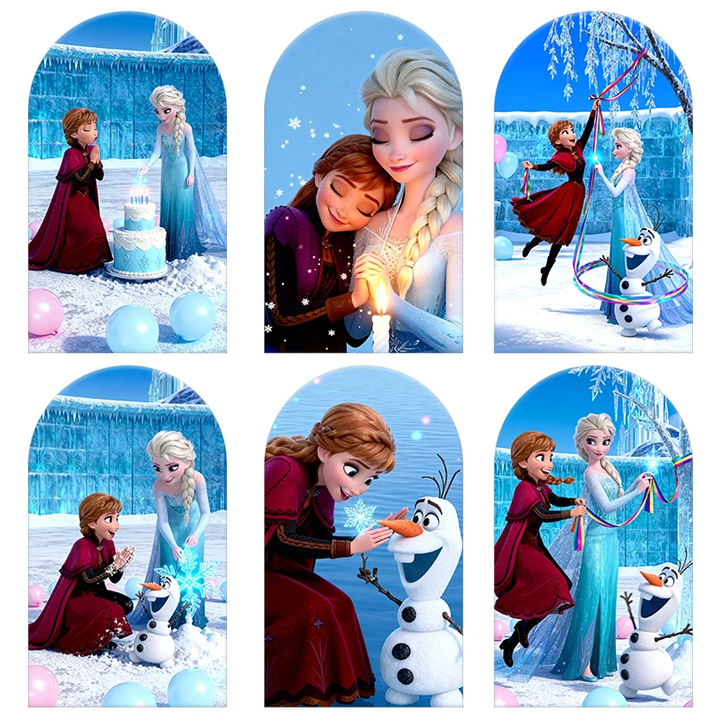 

Frozen Elsa Anna Arch Backdrop Cover Birthday Cake Decor Ice Scene Festive Style Birthday & Baby Shower Party Photo Booth