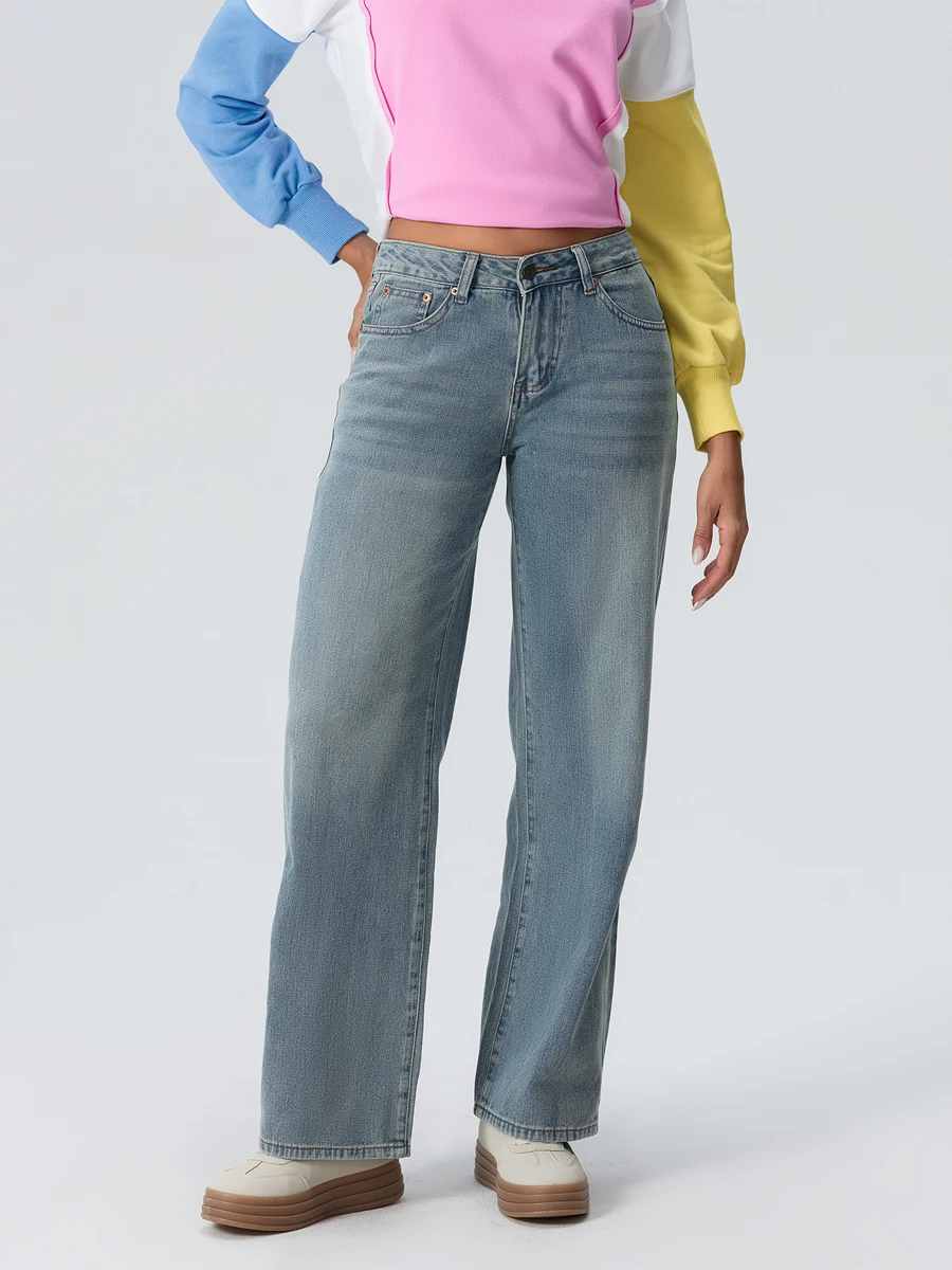 Pantaloni casual da donna a gamba larga dritti Jeans larghi Bottone con cerniera Pantaloni hippie grunge Abiti estetici Vintage Streetwear