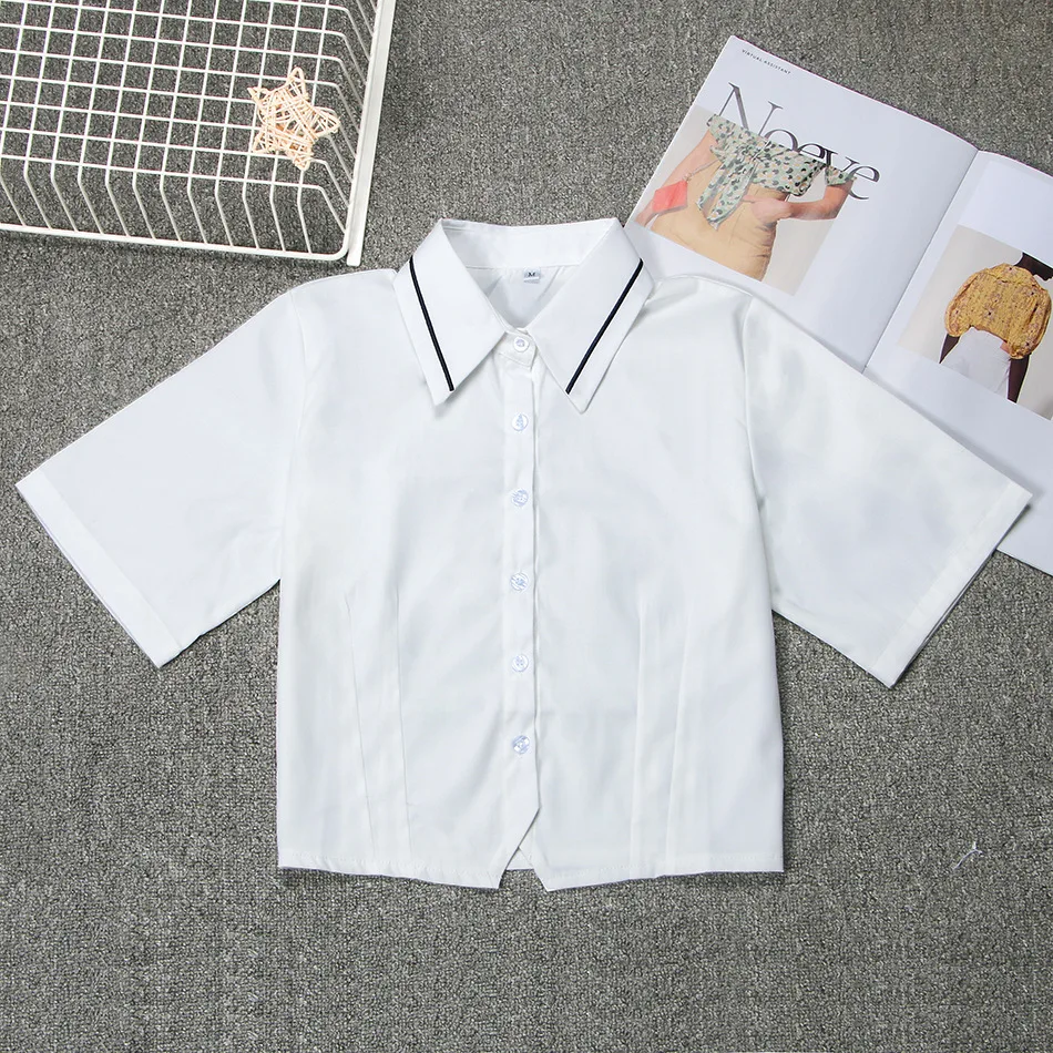 Uniforme escolar japonés para adultos, camisa blanca de manga corta para estudiantes, traje de marinero