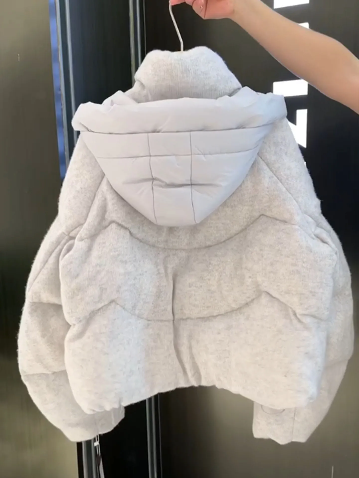 Koreanische Sle ort Weiß frauen unten Jaet Winter Neue Hut Breite Warme Oberbekleidung Hohe Taille Lange Sve Reißverschluss