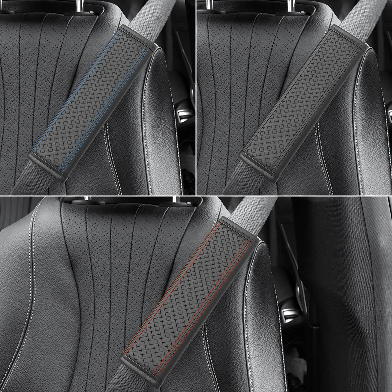 New PU Leather Embossed Car Seat Belt Shoulder Cover Protect Shoulder Pad Safety Belt Protective Cover Car Interior Accessories