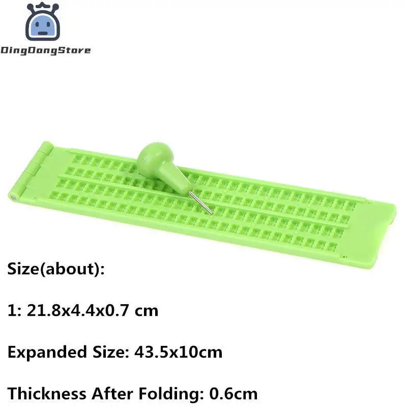 1Pc Plastic Braille Writing Slate Portable Practical Vision Care With Stylus Plastic School Learning Green Tool Accessory