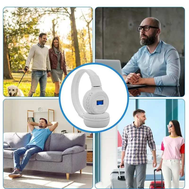 TF Card FM Radio Earphones, Noise Canceling Bluetooth-Compatible Headset, 3.5mm Jack Headphones, Wireless & Wired Connection