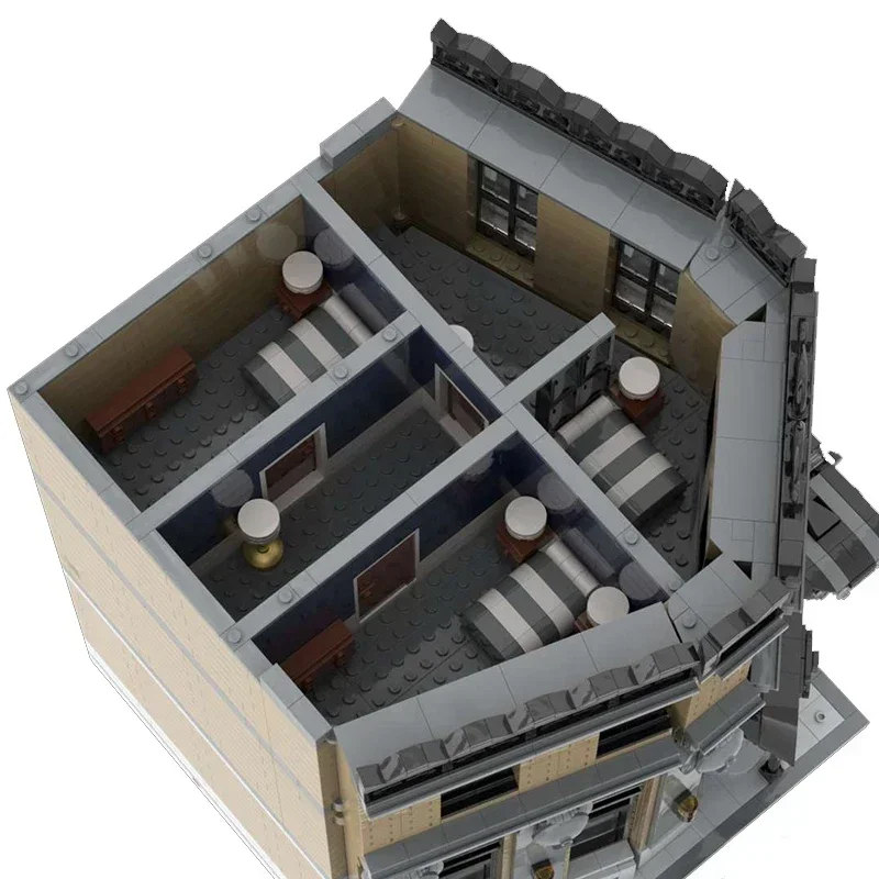 Tijolos técnicos moc cidade vista de rua modelo continental hotel blocos de construção modulares presente brinquedos para crianças conjuntos diy montagem