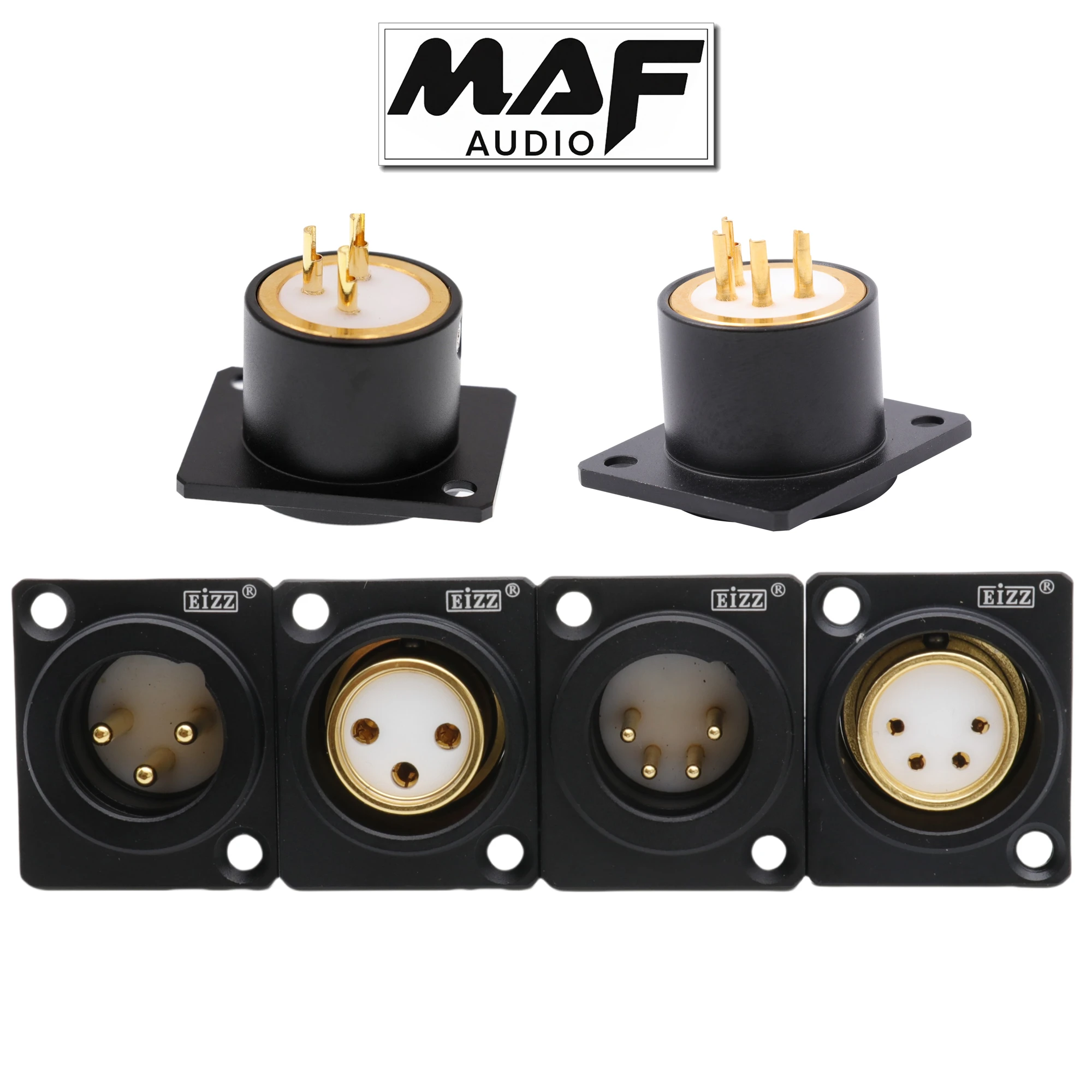 EIZZ  High End 3pin 4pin Male Female XLR Socket Balance Panel Gold Plated Audio Microphone Mixer Plug Jack Connector