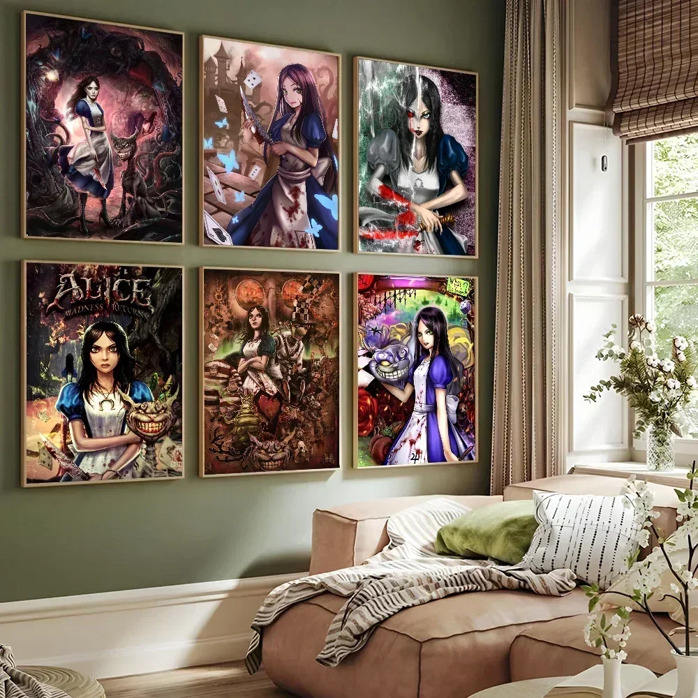 1PC Alice：Madness Returns Poster Self-adhesive Art Waterproof Paper Sticker Coffee House Bar Room Wall Decor