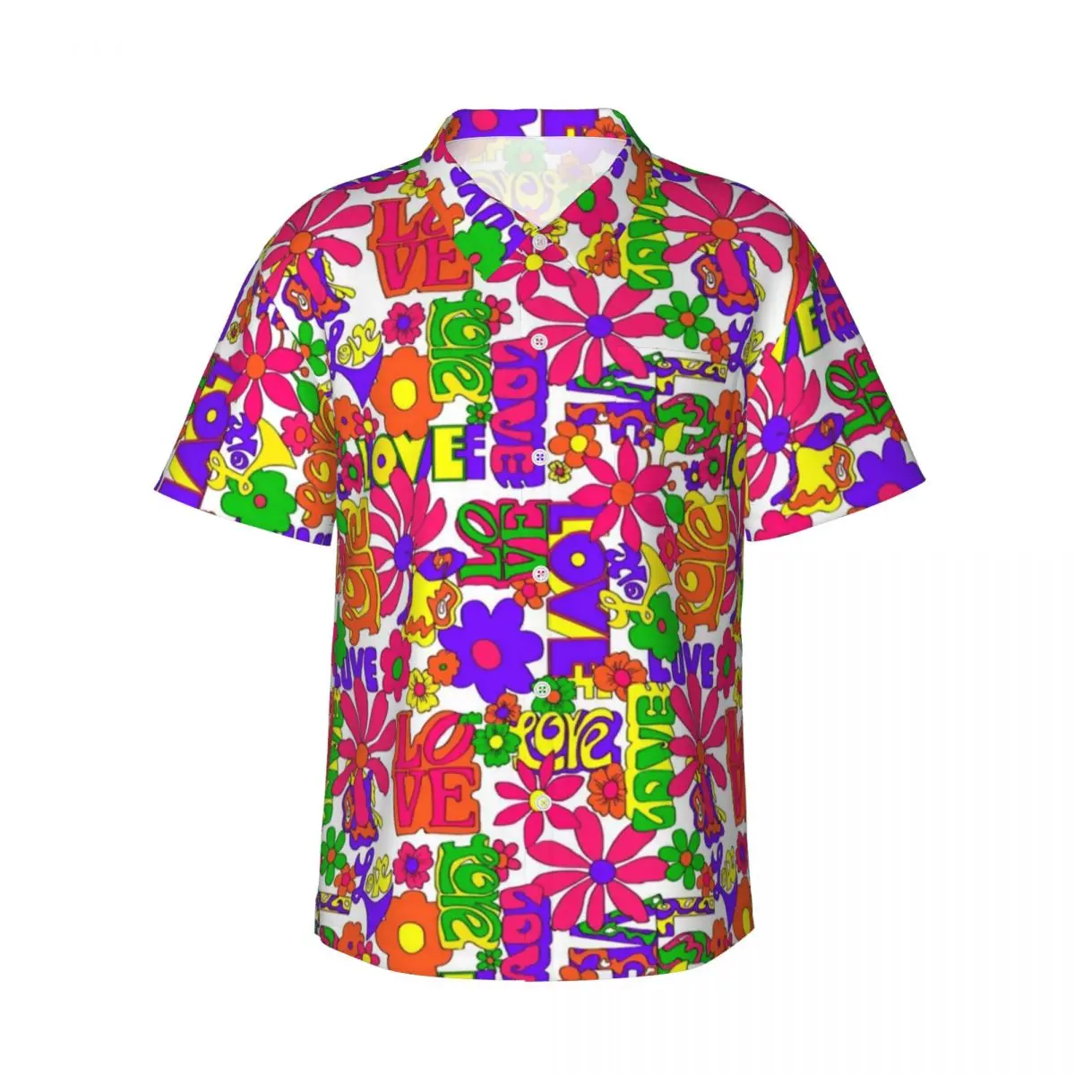 

Vintage Peace 60S Vacation Shirt Mens Floral Print Casual Shirts Hawaii Short Sleeve Design Retro Y2K Oversized Blouses Gift