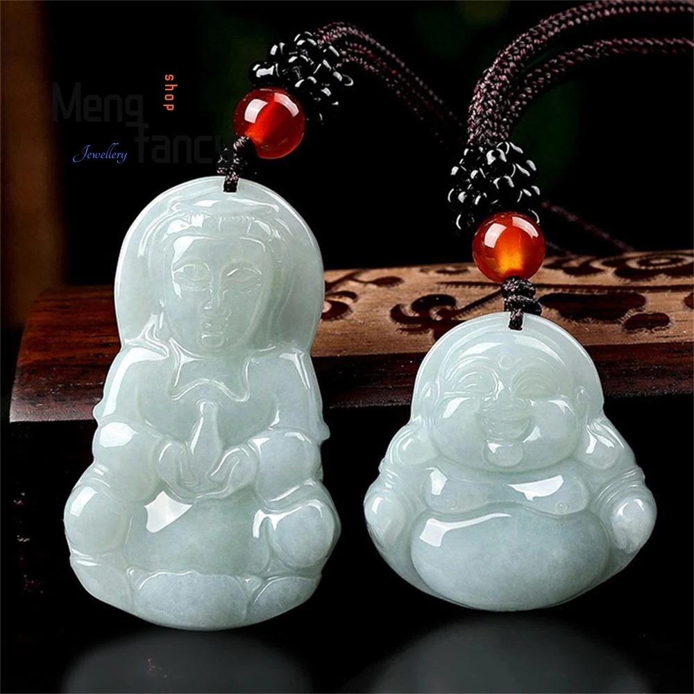 

Natural Myanmar A-goods Jadeite Guanyin Buddha Pendant Buddhist Amulets Exquisite Fashion Fine Jewelry Best Selling Holiday Gift