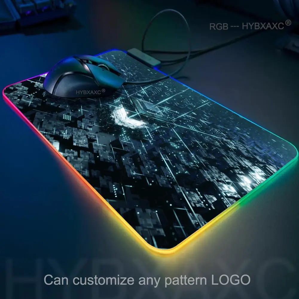 HYBXAXC 100X50CM تكنولوجيا ماوس الوسادة RGB الألعاب ماوس الوسادة حصيرة مكتبية HD ألعاب كبيرة مصباح ليد XXL RGB ماوس الوسادة