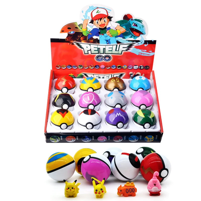 12 Pcs/Set Pokemon Pikachu  Action Figure Pokemon Game Pokeball Model Anime Figure Dolls Charizard Children Christmas Gift Toys