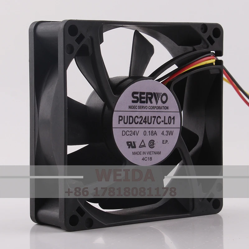 เซอร์โวญี่ปุ่น12V 48V DC24V 0.18A EC 80X80X25MM AC 8cm 8025ตัวแปลงการกระจายความร้อน PUDC24U7C L01พัดลมทำความเย็น